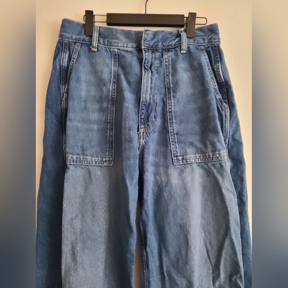 High-Rise Wide Leg Denim Jeans in Medium Blue 30 - Picture 2 of 4